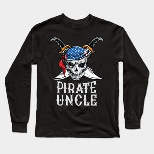 Pirate Uncle Skull Jolly Roger Halloween Costume Long Sleeve T-Shirt